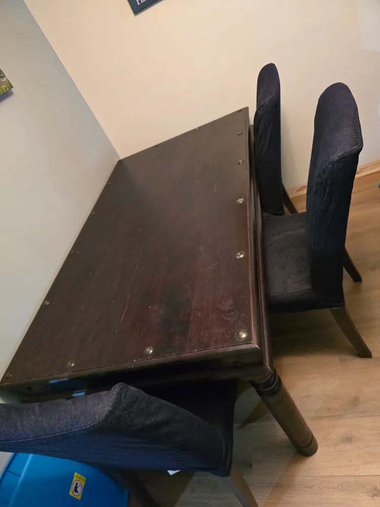 Dark Wood Dining Table with 4 Chairs image indicator(3)