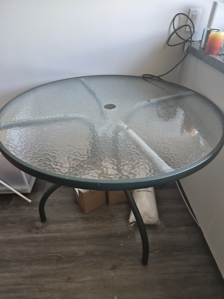 Round Glass Top Outdoor Table