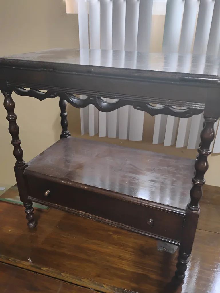 Antique Dark Wood Side Table