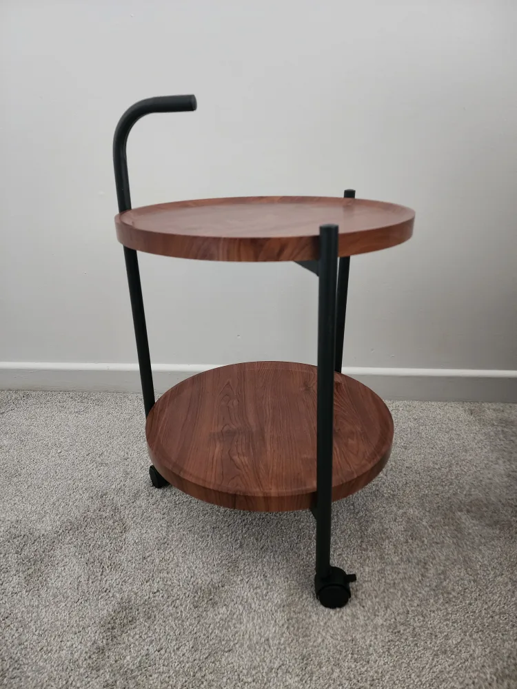 2-Tier Round Side Table with roller - Brand New image indicator(2)