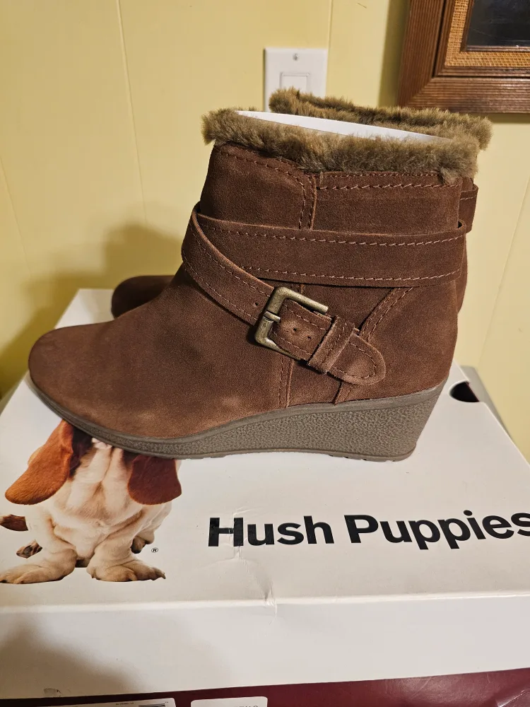 Hush Puppies Nora Kersal Brown Suede Booties - Size 9 image indicator(3)