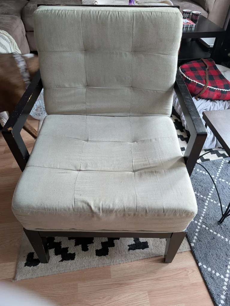 Armchair with Dark Wood Frame thumbnail