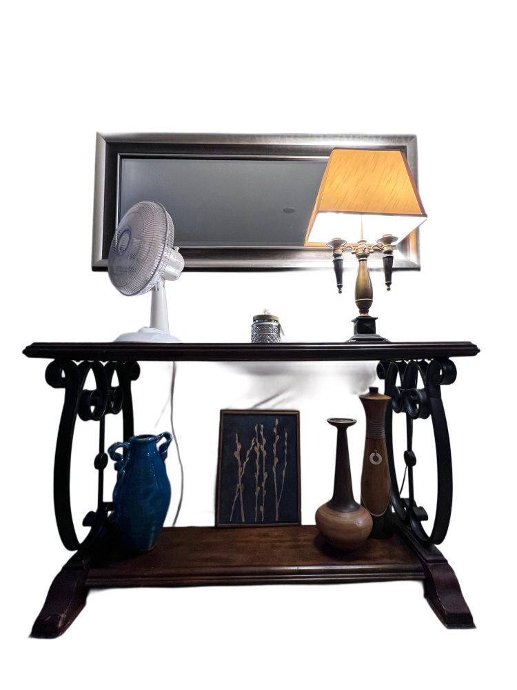 Console Table with Metal Accents