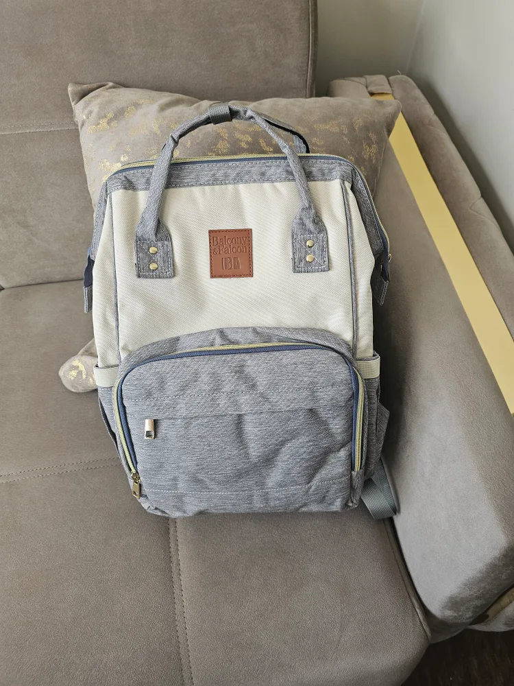 Balcony & Falcon Diaper Bag Backpack - Grey/White image indicator(3)