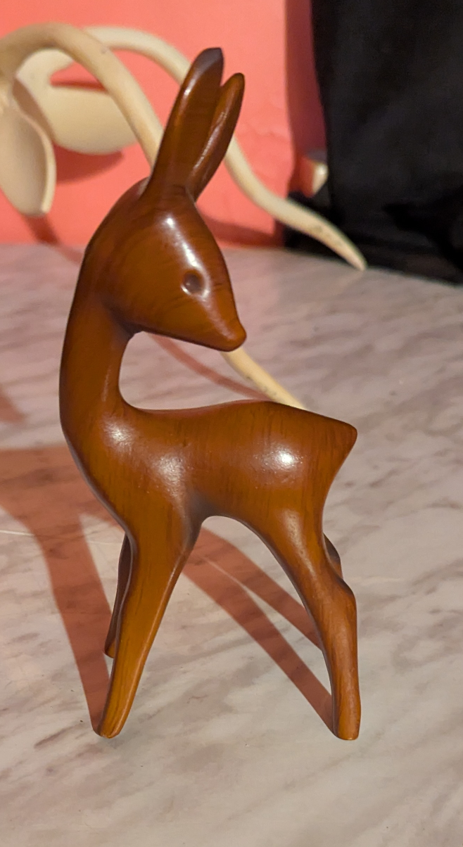 Danish Teak Deer Figurine - Cute Home Decor - photo 2