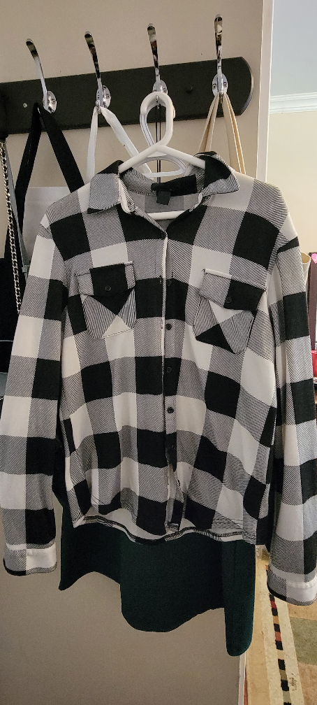 Black & White Plaid Flannel - Size L