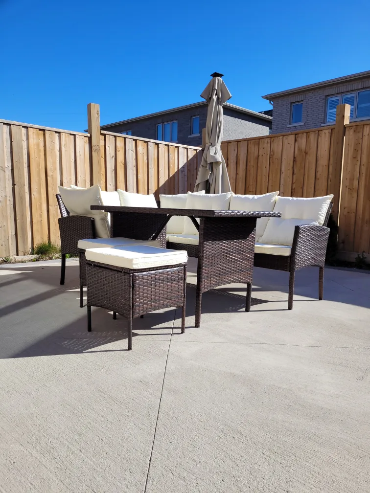 Outdoor Patio Dining Set - Wicker & Glass thumbnail
