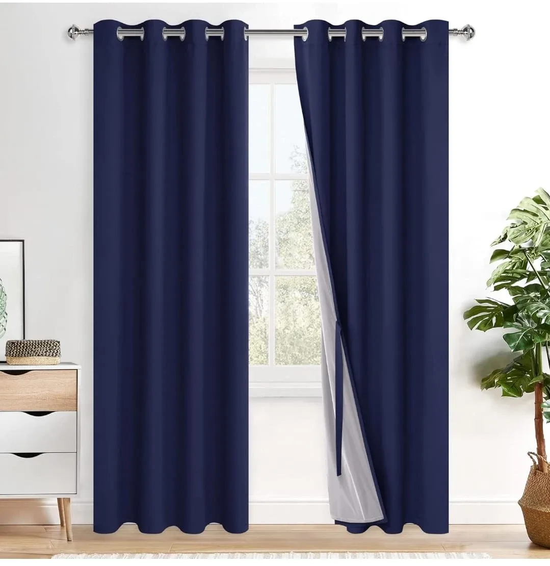 Navy Blue Grommet Top Curtain - Sound Insulation thumbnail