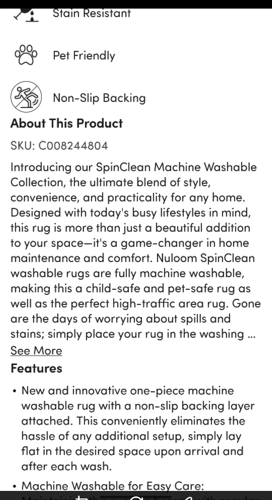 Nuloom SpinClean Machine Washable Rug 4ftx6ft - photo 4