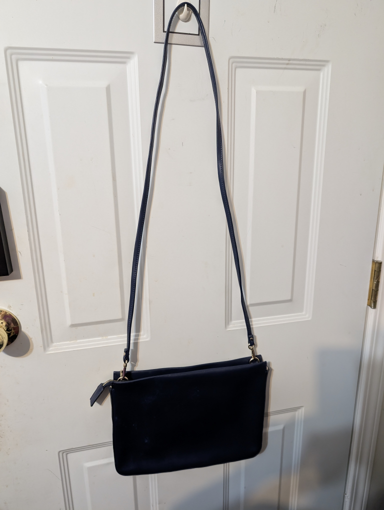 Danier Navy Blue Leather Crossbody Bag - photo 4