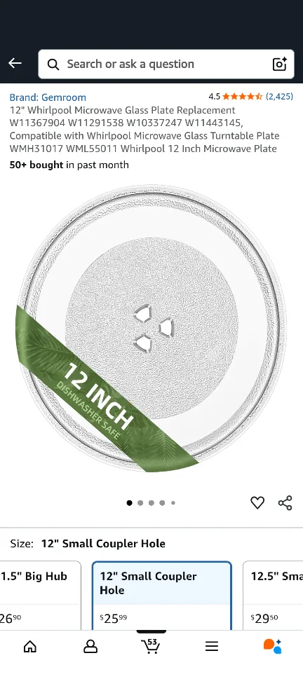 Gemroom 12" Microwave Glass Plate - NEW thumbnail