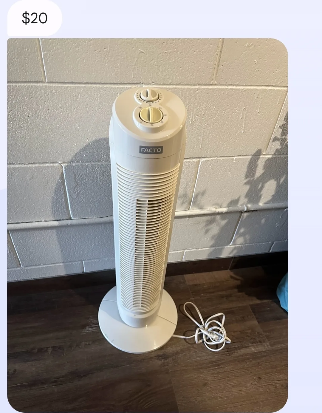 Facto Tower Fan - White thumbnail