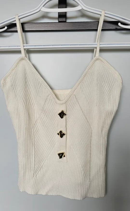 New Cream Knit Cami Top thumbnail