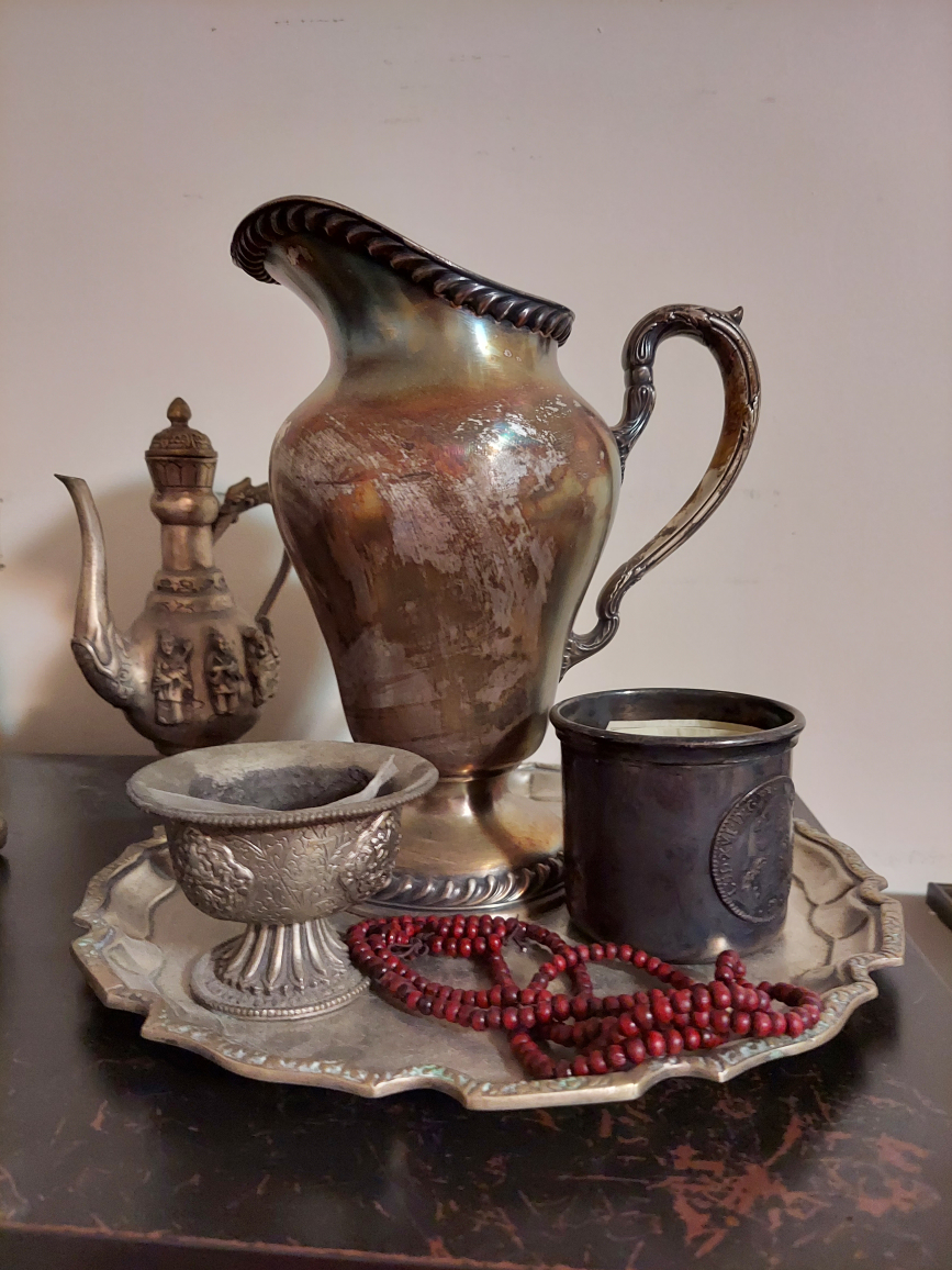 Antique Hendmade Silver Teapot & Burners