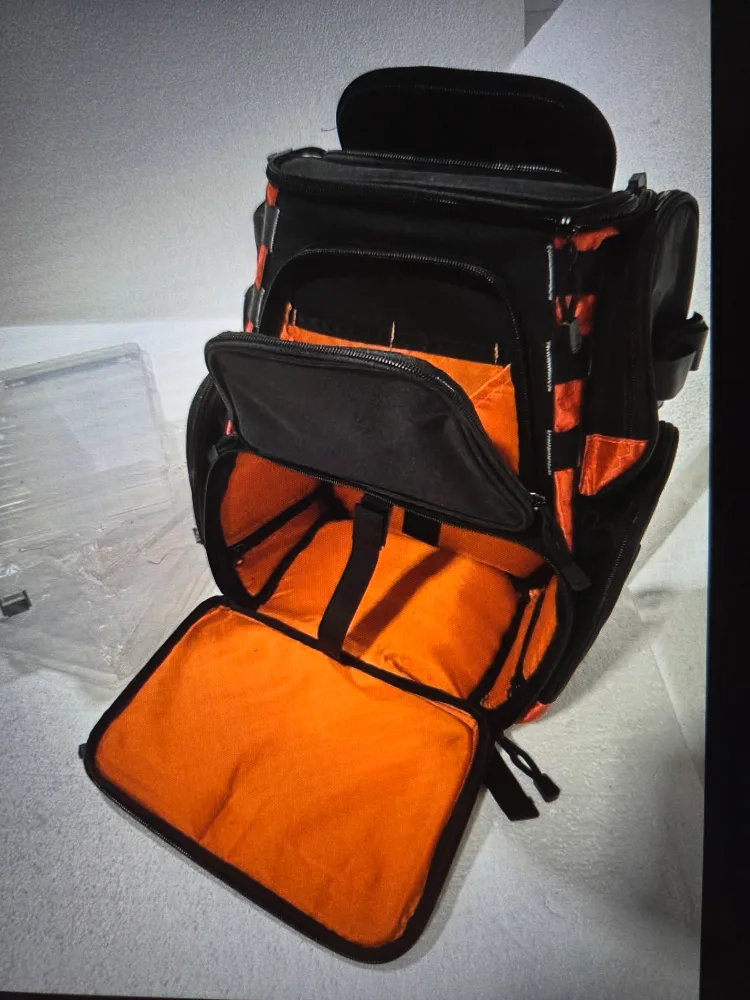 Fishing Backpack - Black and Orange thumbnail