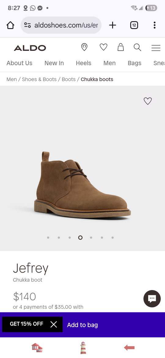 ALDO Jefrey Brown Suede Chukka Boots