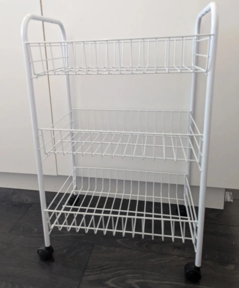 White Wire Rolling Cart - 3 Tier thumbnail
