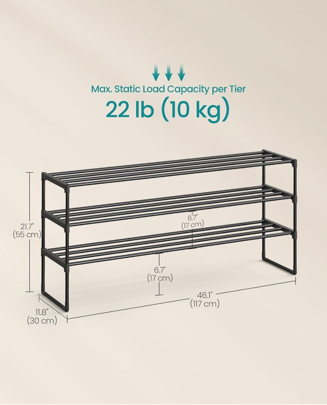 SONGMICS 3-Tier Shoe Rack - Like New! - photo 2