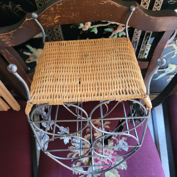 Vintage Metal & Wicker Wine Rack - photo 3