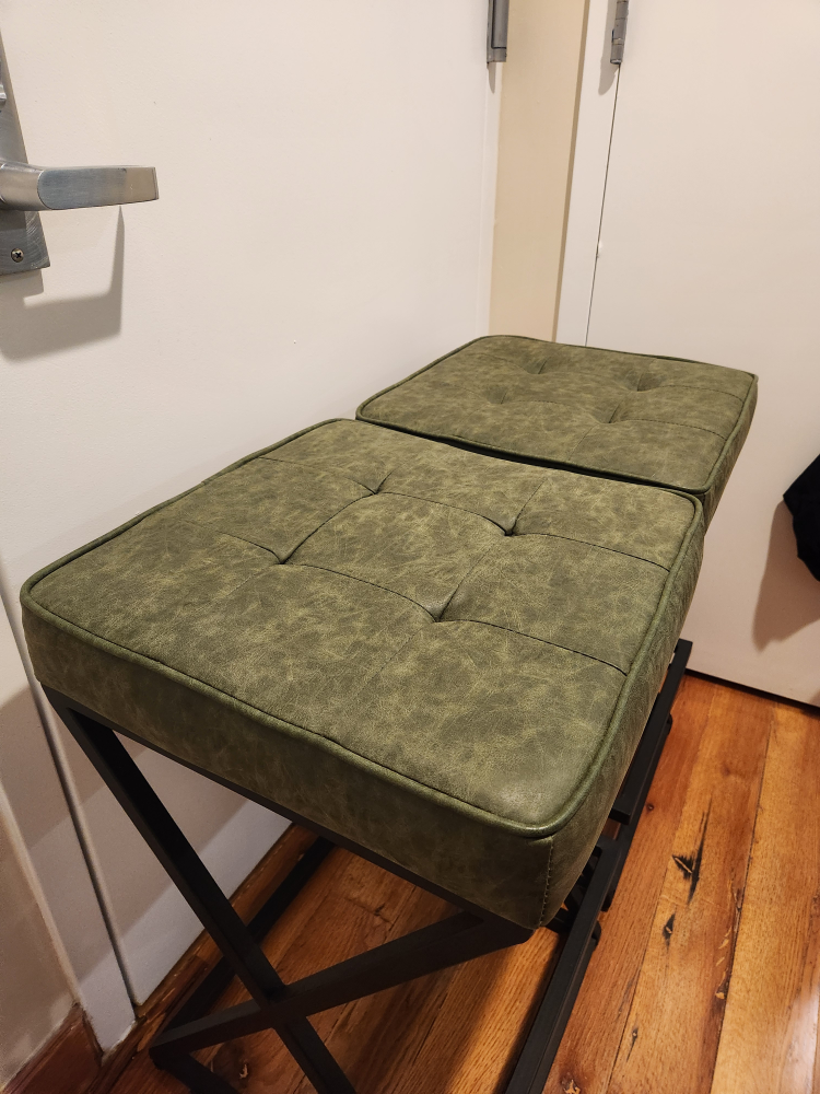 Set of 2 Green Faux Leather Stools - photo 2