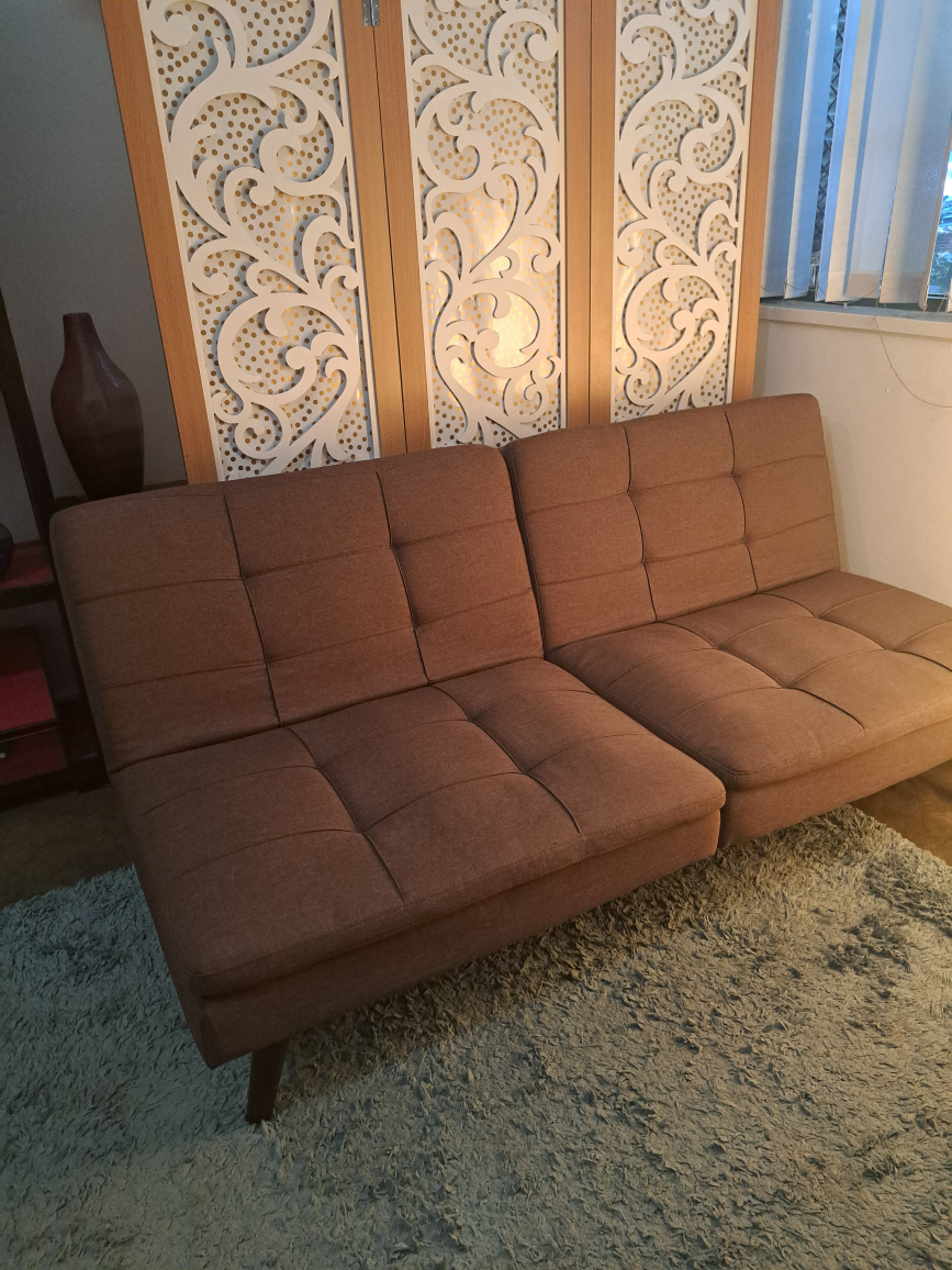 Brown Couch/Bed Converts Easily