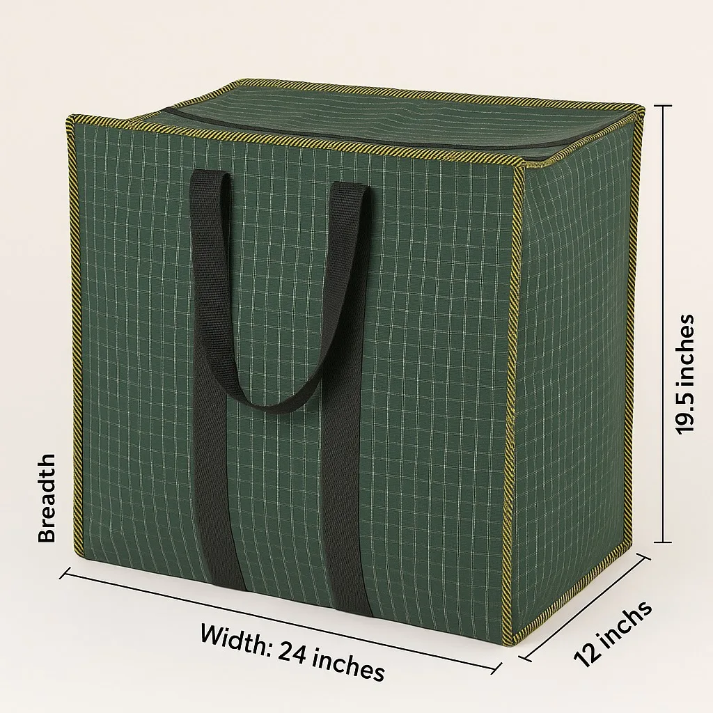 Green Plaid Storage Bag - 24 x 12 x 19.5 inches thumbnail