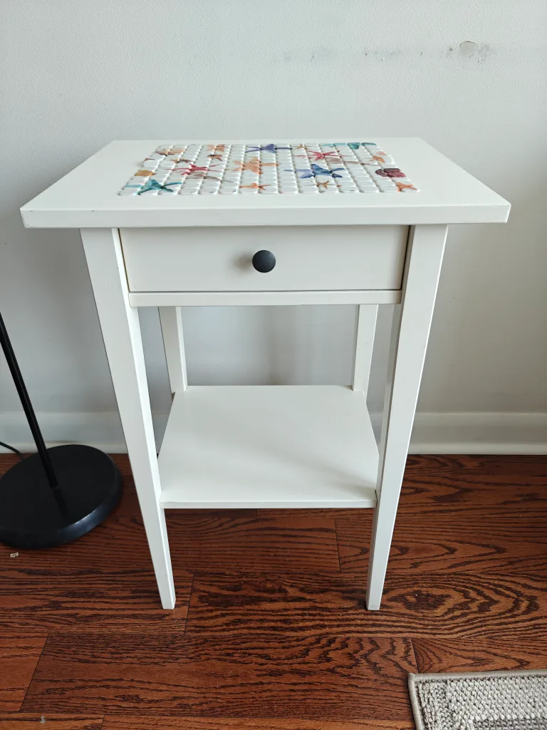 White Side Table with Drawer thumbnail