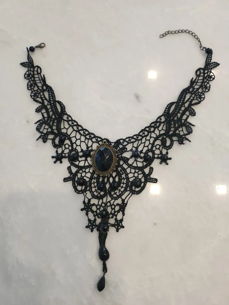 Black Lace Gothic Choker Necklace thumbnail