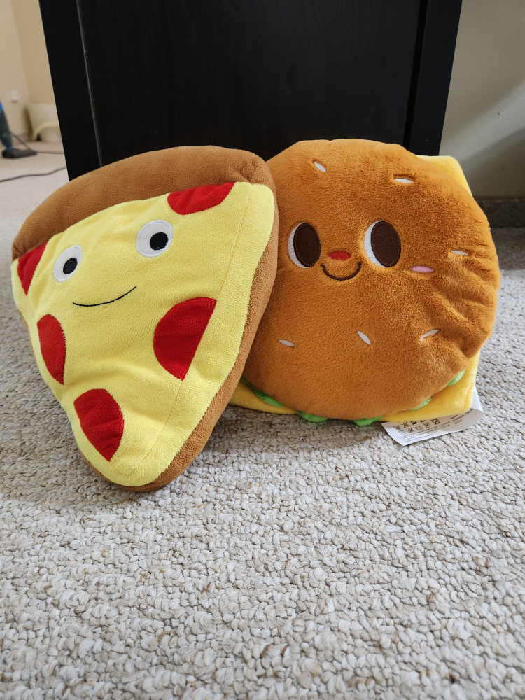 Pizza and Burger Plush Pillows