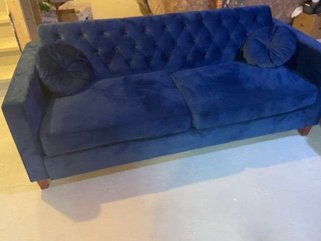 Royal Blue Velvet Sofa Set - photo 2