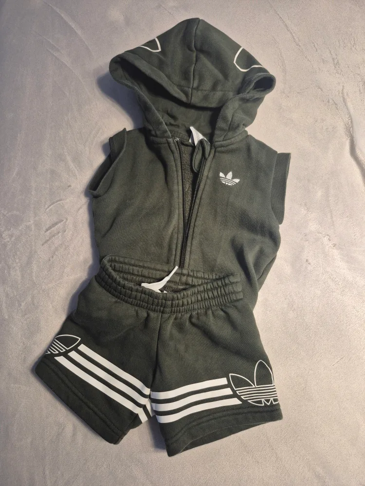 6-9M Adidas Baby Sleeveless Hoodie & Shorts Set thumbnail