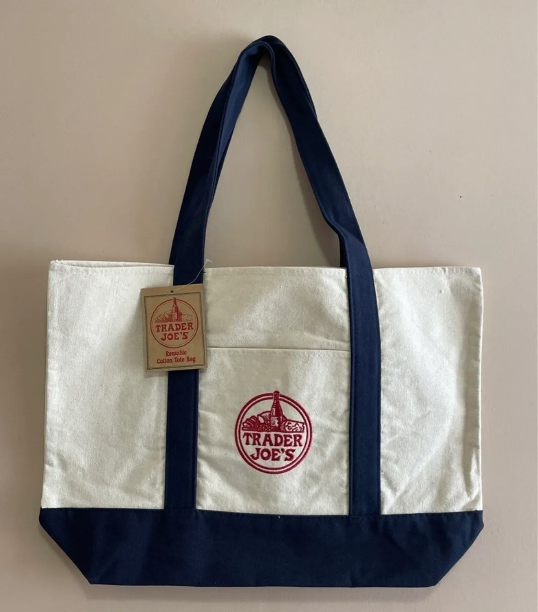 (NEW) Trader Joe's Reusable Cotton Tote Bag - Large size thumbnail