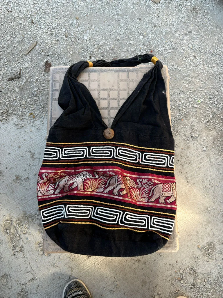 Elephant Print Black Shoulder Bag thumbnail
