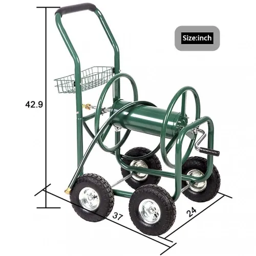 Green Garden Hose Reel Cart
