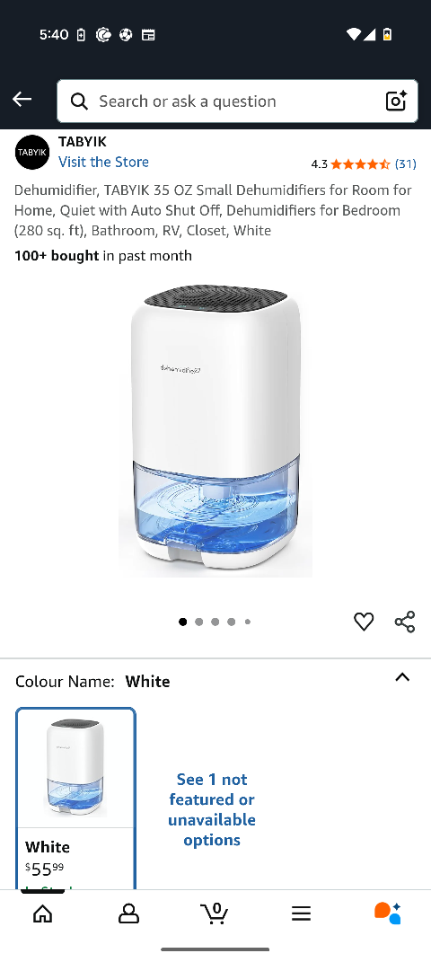 TABYIK 35 OZ Small Dehumidifier - White - photo 5