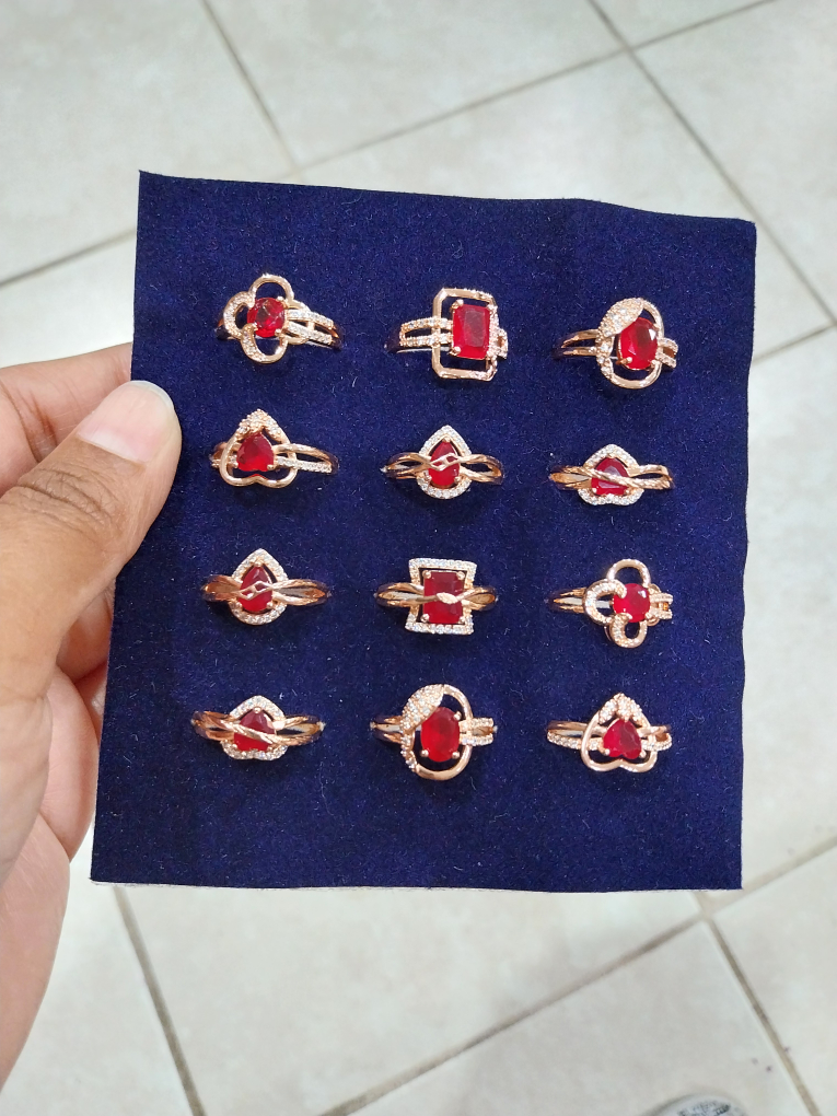 Rose Gold Rings with Red Stones
