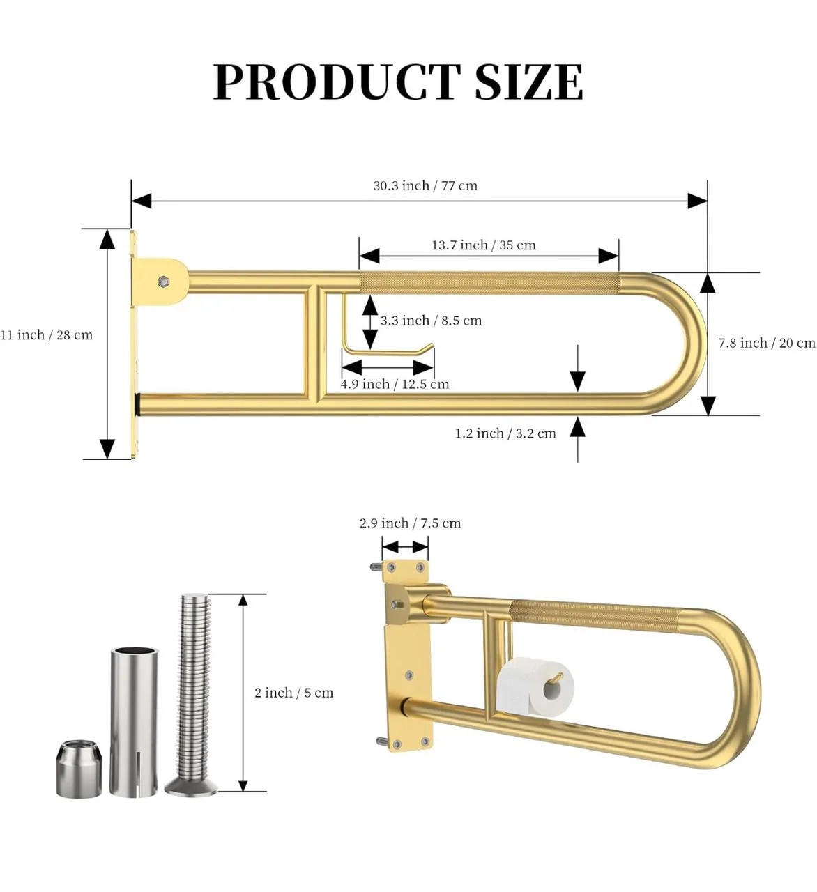 Toilet Grab Bar 30.3in image indicator(2)