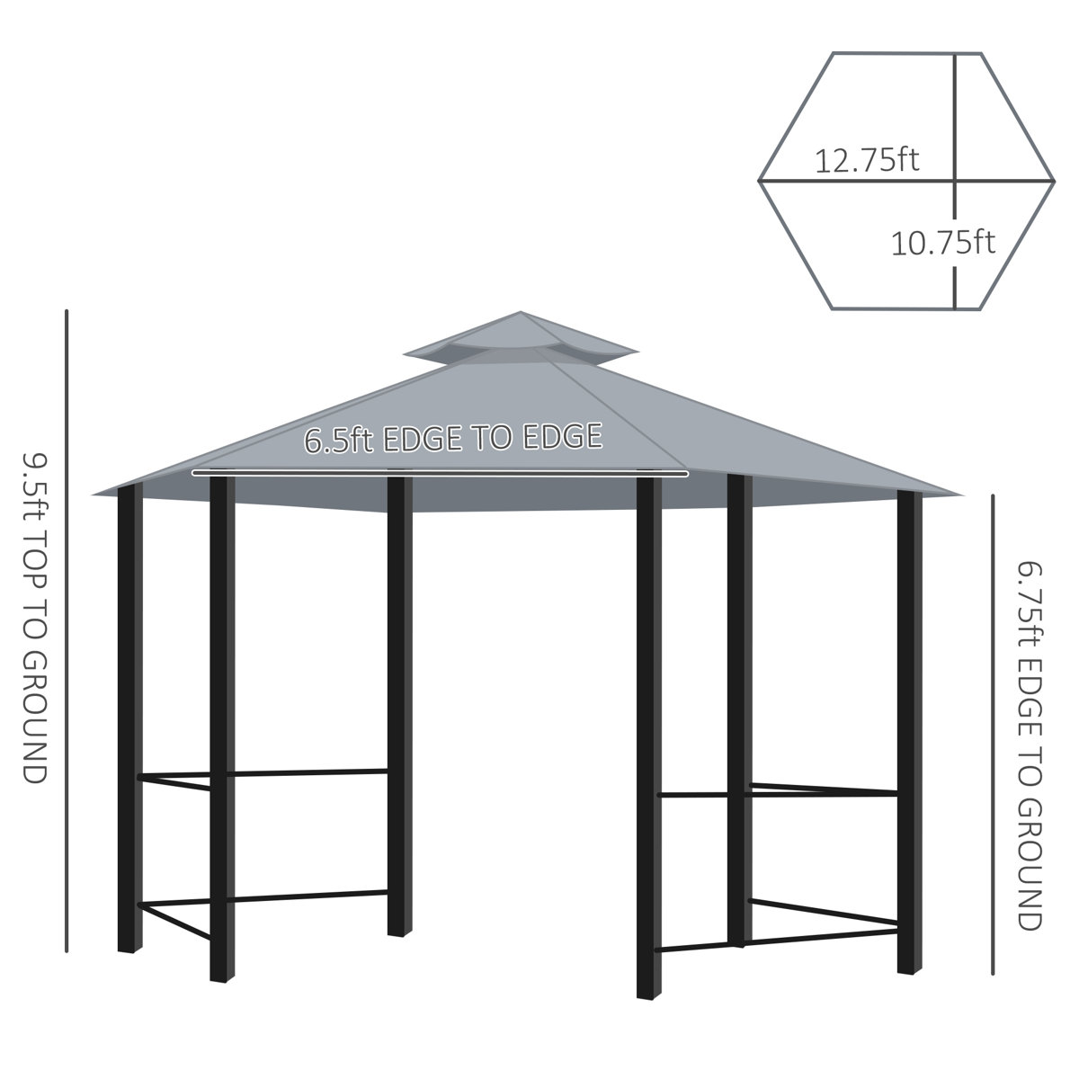 Grey Gazebo 12.75ft x 10.75ft (Top Only) - photo 4