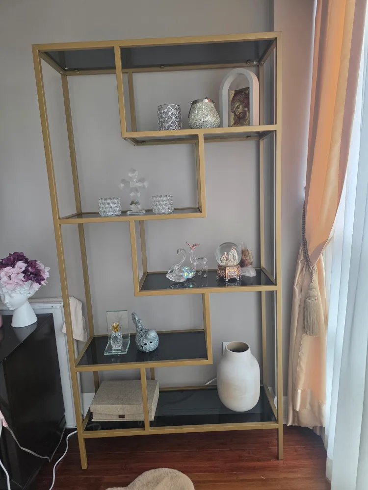 Gold Metal & Glass Shelving Unit thumbnail
