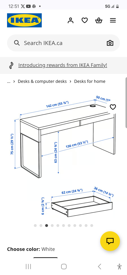IKEA White Desk - 55 7/8" with black Chair - photo 4