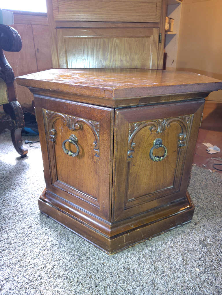 Vintage Wooden Side Table with Storage