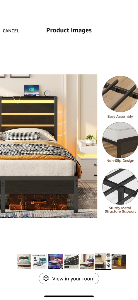 Queen Bed Frame w/ USB & LED - photo 4