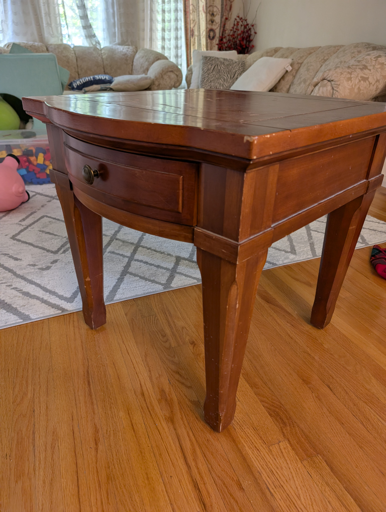 🥕Broyhill Brown Wood End Table with Drawer - photo 2