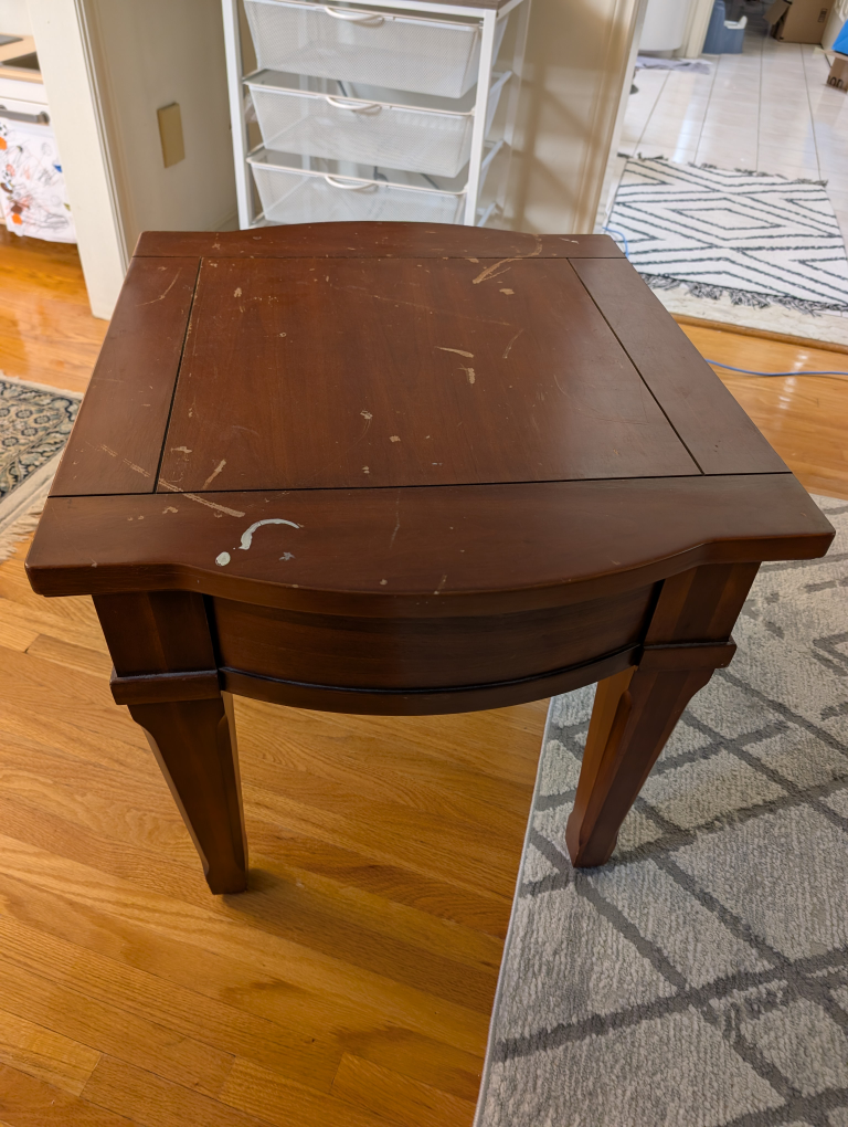 🥕Broyhill Brown Wood End Table with Drawer - photo 4