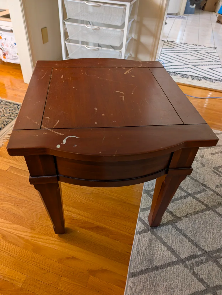 🥕Broyhill Brown Wood End Table with Drawer image indicator(4)