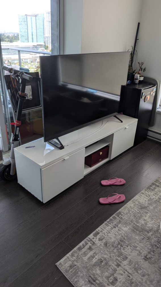 White Ikea BYAS TV Stand