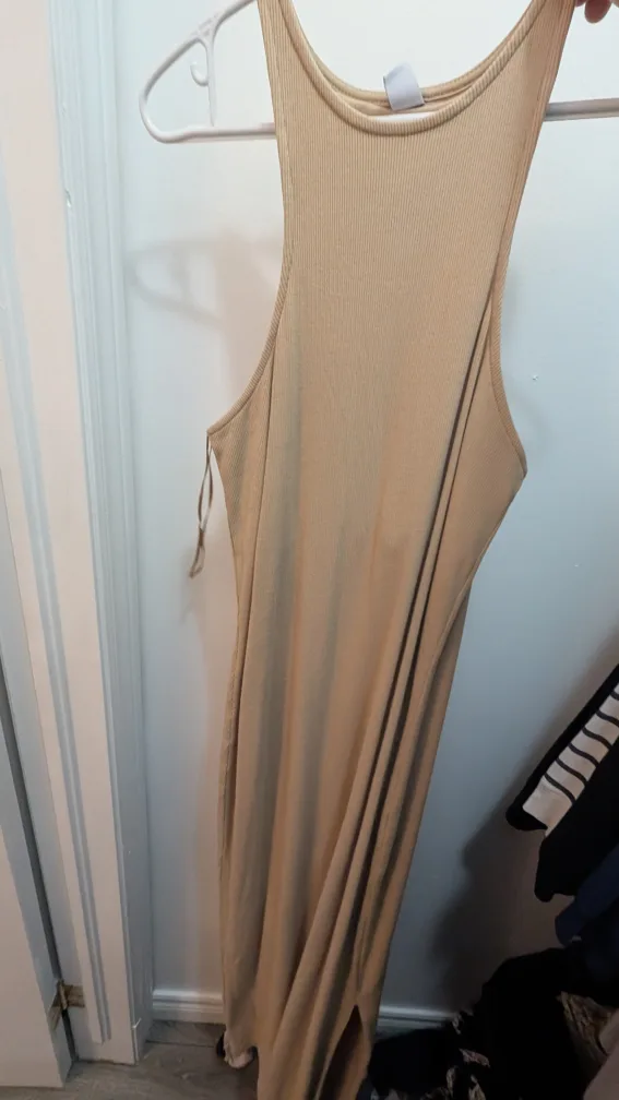 Beige Ribbed Tank Dress thumbnail