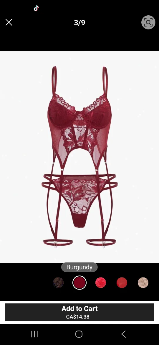 XS Burgundy Lingerie Set thumbnail