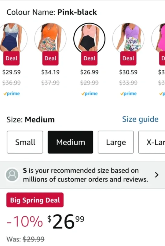 Pink & Black One-Piece Swimsuit - Size Medium image indicator(5)