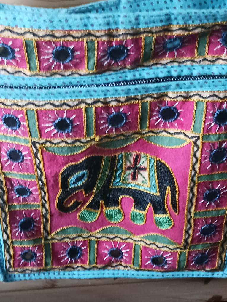 Elephant Embroidered Shoulder Bag